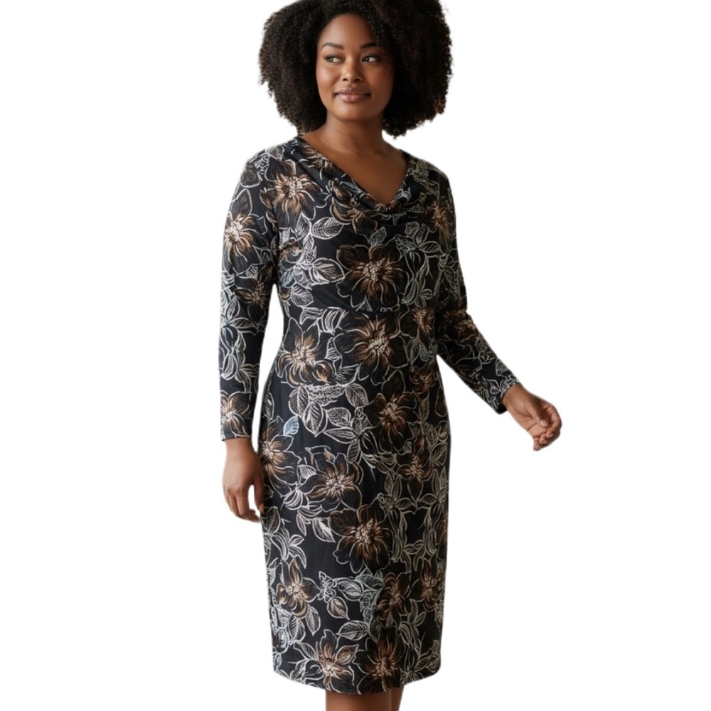 Connected Apparel Floral Black Dress size 16